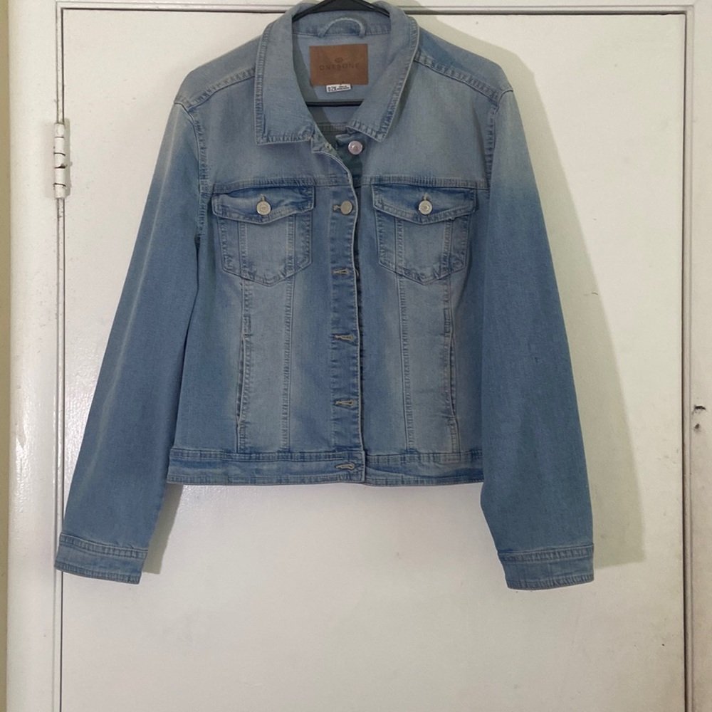 2 For $12 One5one plus size Jean Denim Cropped Jacket 2X NWT
